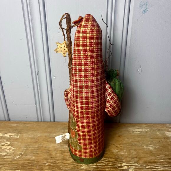 Vintage Folk Art Santa Christmas Decoration Primitive Rustic Fabric Holiday 11” - Picture 4 of 16